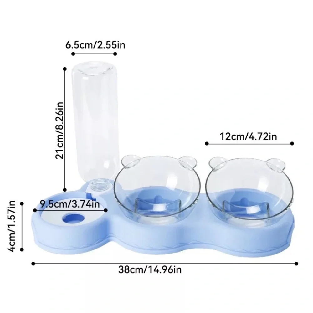 🌺HP🌈 Dog cat pet food water bowl 3 in 1 set feeder automatic water bottle Bear